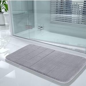 YIMOBRA Luxury Memory Foam Soft & Comfy Non-Slip Thick Bath Mat 57”x24” GREY